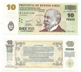 Argentina Emergency Buenos Aires Note 10 Pesos (patacones) 2002 219 Prefix B Xf