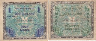 0,  50&1mark Fine - Vf Banknote From Allied Military In Germany 1944 Pick - 191 - 192