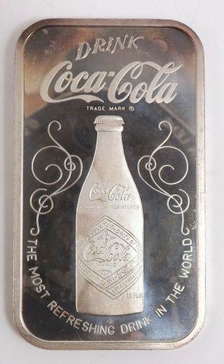 1974 75th Anniversary Coca Cola 1 Ounce.  999 Silver Ingot Art Bar Cincinnati R7 2
