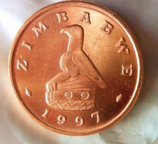 1997 Zimbabwe Cent - Au/unc Red - Hard To Find Coin - - Bin Lll