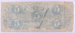 Series 1863 Confederate States of America Richmond Virginia $5 Bank Note Y7 3