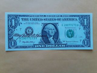1999 $1 Federal Reserve Note One Dollar Bill Chicago,  Il Autograph Of Treasurer,