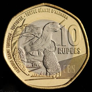 Seychelles Coin 10 Rupees 2016,  Bimetallic,  Unc,  Animals (fauna) Reptiles Turtles