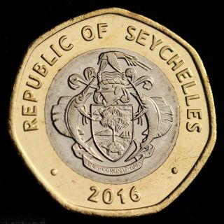 Seychelles coin 10 Rupees 2016,  Bimetallic,  UNC,  Animals (Fauna) Reptiles Turtles 2