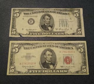 1950 - A & 1963 $5 Dollars Federal Reserve Notes