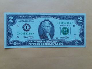 2003 $2 Two Dollar Frn Minneapolis Low Serial Number Star Note