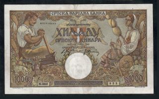 1000 Dinara From Serbia 1942 Xf