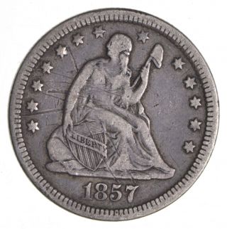 Tough - 1857 Seated Liberty Quarter - Early Us Type Coin - Historic 715