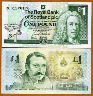 Scotland Royal Bank,  1 Pound,  1994,  P - 358,  Unc Commemorative,  Robert Stevenson