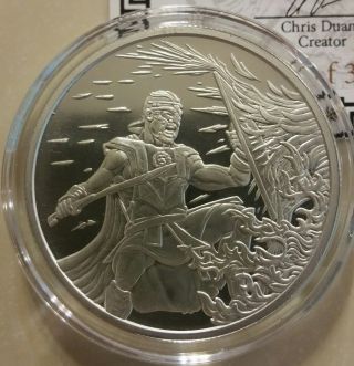 1 Oz.  999 Silver Shield " The Crucible " Spartan Warrior King Leonidas Bu W/