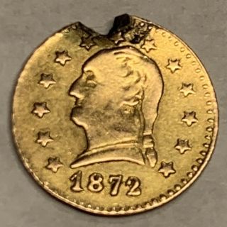 1872 Washington Head California Gold Round Quarter Dollar Bg 818