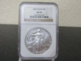 2002 $1 American Silver Eagle Ngc Ms69 Classic Brown Label Error?