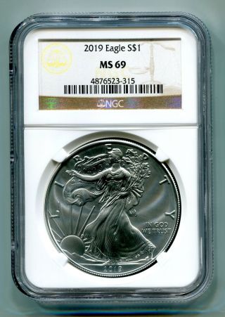 2019 American Silver Eagle Ngc Ms69 Classic Brown Label Premium Quality