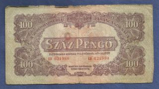 Hungary 100 Pengo 1944 Banknote Eb 621980 - Russian Red Army Issue Wwii Currency