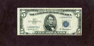U.  S: $5.  00 - Silver Certificate - Au - 1953a - Star Note - Priest - Anderson.