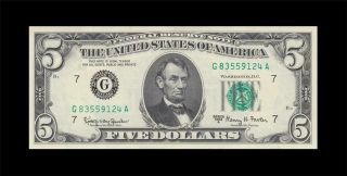1963 - A Federal Reserve Note Chicago $5 ( (gem Unc))