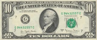 1977 A Ten Dollar Federal Reserve Note -