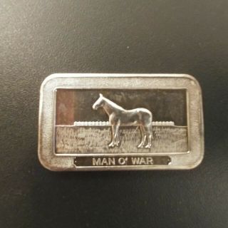 Vintage 1973 Pioneer “man O’ War” Racing Horse Silver Bar 1oz