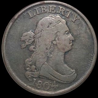 1804 Draped Bust Half Cent Nicely Circulated High End Copper Collectible Coin Nr