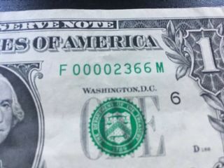 2 Consecutive Low Serial Number $1 Bills 2013 OFFER ME 3
