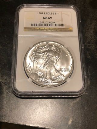1987 American Silver Eagle Ngc Ms69 1oz 999 Fine Silver