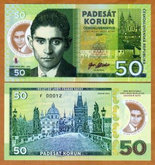Czechoslovakia,  50 Korun,  2019 Private Issue Polymer Franz Kafka
