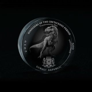 Somali Republic 500 Shillings,  Trannosaurus Rex,  Dinosaurs 3d Crystal Coin 2019