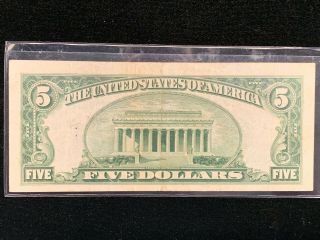 1934 - D $5 Five Dollar Silver Certificate Blue Seal Note US Currency 4