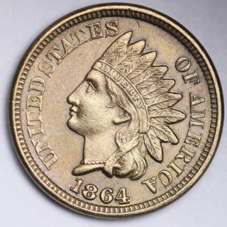 1864 Cn Indian Head Small Cent Choice Au E430 Ght