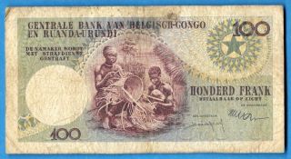 World Currency 1957 Belgium Congo 100 Francs P 33c 2