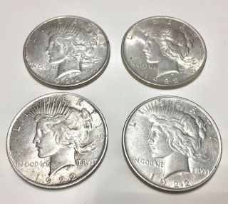 9 United States Liberty Peace $1 Dollar Silver Coins 1922