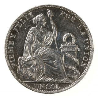 Raw 1915 Peru Un Sol Circulated Peruvian Silver Coin