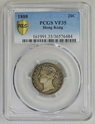 Victoria Hong Kong 20 Cents 1888 Pcgs Vf35 Silver