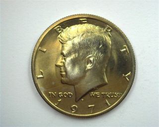 1971 - D Kennedy Silver 50 Cents Gem,  Uncirculated,  Toning