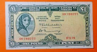 Ireland : Lavery One Pound Note 17.  5.  1974.
