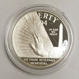 Uncirculated Proof 1994 Vietnam Memorial Silver Dollar Cc34