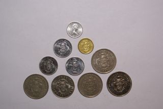 10 Different Coins From Seychelles (6 Types And 4 Denominations)