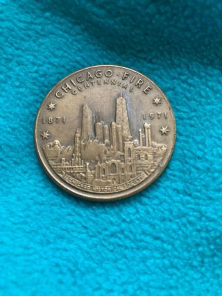 1971 Chicago Fire Centennial Commemorative Medallion Chicago Historical Society