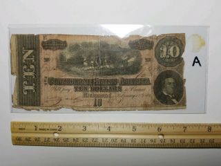 1864 Civil War Ten Dollar Confederate States Richmond Bank Note