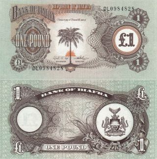 Biafra 1 Pound (nd/1968) - Palm Tree/rising Sun/p5a Unc