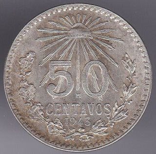 Mexico Silver Coin 50 Centavos 1943