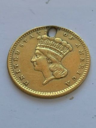 Us 1857 $1 One Dollar American Princess Indian Head Gold Coin 1.  8 Grams