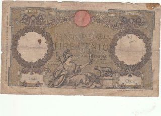 Ww2 Italy Italian Banknote 100 Lires 100 Lire - 1938