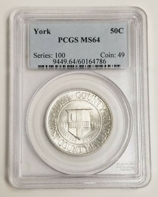 Pcgs Ms64 1936 York Commemorative Half Dollar 50c Coin