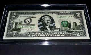 2003 Uncirculated Two Dollar $2 Bill State Overprint - Arkansas W/ Acrylic Case