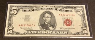 1963 Red Seal 5 Dollar Bill Uncirculated