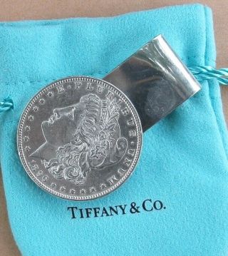 Tiffany & Co.  Sterling Silver Money Clip With 1896 Silver Dollar Pouch Inc.