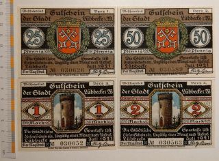 Jb Deutsches Notgeld LÜbbecke 25,  50 Pf,  1 And 2 Mark,  Complete Series