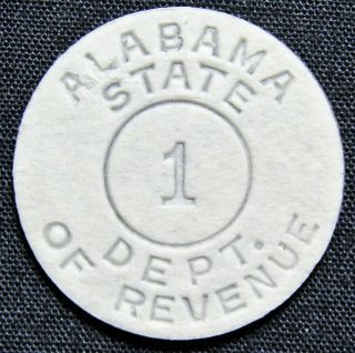 Alabama State Dept.  Of Revenue 1 White Sales Tax Token