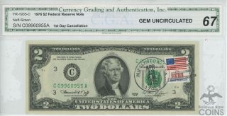 1976 $2 Fr - 1935 - C Federal Reserve Note Gem Uncirculated With Stamps